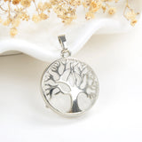 Gemstone Round Pendant Tree-Of-Life Silver Plated Design, Small Size, PND5081XX