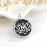 Gemstone Round Locket Pendant Rhodium Plated Copper Designs, PND4040XX