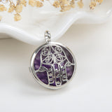 Gemstone Round Locket Pendant Rhodium Plated Copper Designs, PND4040XX