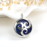 Gemstone Round Locket Pendant Rhodium Plated Copper Designs, PND4040XX