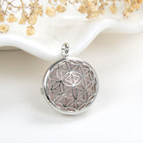 Gemstone Round Locket Pendant Rhodium Plated Copper Designs, PND4040XX