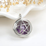 Gemstone Round Locket Pendant Rhodium Plated Copper Designs, PND4040XX