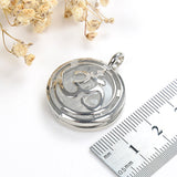Gemstone Round Locket Pendant Rhodium Plated Copper Designs, PND4040XX