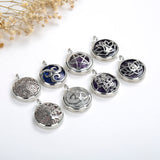 Gemstone Round Locket Pendant Rhodium Plated Copper Designs, PND4040XX