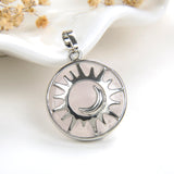 Gemstone Round Pendant Moon-In-Sun Silver Plated Copper Design, PND5061XX