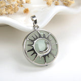Gemstone Round Pendant Moon-In-Sun Silver Plated Copper Design, PND5061XX