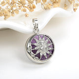 Gemstone Round Pendant Silver Plated Copper Sun Design, Small Size, PND5051XX