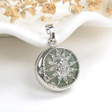 Gemstone Round Pendant Silver Plated Copper Sun Design, Small Size, PND5051XX
