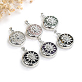 Gemstone Round Pendant Silver Plated Copper Sun Design, Small Size, PND5051XX