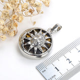 Gemstone Round Pendant Silver Plated Copper Sun Design, Small Size, PND5051XX