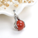 Gemstone Sphere Pendant Silver Plated Ball-In-Hands Design, PNG5091XX