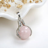 Gemstone Sphere Pendant Silver Plated Ball-In-Hands Design, PNG5091XX