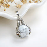 Gemstone Sphere Pendant Silver Plated Ball-In-Hands Design, PNG5091XX