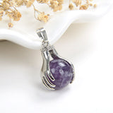 Gemstone Sphere Pendant Silver Plated Ball-In-Hands Design, PNG5091XX