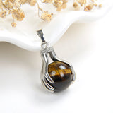 Gemstone Sphere Pendant Silver Plated Ball-In-Hands Design, PNG5091XX