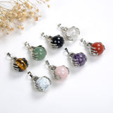 Gemstone Sphere Pendant Silver Plated Ball-In-Hands Design, PNG5091XX