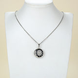 Gemstone Round Pendant Silver Plated Copper Sun Design, Small Size, PND5051XX
