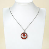 Gemstone Round Pendant Moon-In-Sun Silver Plated Copper Design, PND5061XX