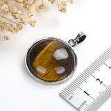 Round Gemstone Pendant Silver Plated Owl-On-Tree Design, PND4092XX