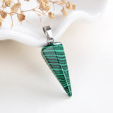 Gemstone Thin&Long Angular Cone Pendants Or Pendulums, Big Size, PND4119XX
