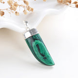 Gemstone Horn Shape Pendants, Silver Electroplated Top, PND4121XX