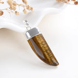 Gemstone Horn Shape Pendants, Silver Electroplated Top, PND4121XX