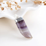Gemstone Horn Shape Pendants, Silver Electroplated Top, PND4121XX