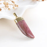 Gemstone Horn Shape Pendants, Silver Electroplated Top, PND4121XX