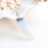 Gemstone Horn Shape Pendants, Silver Electroplated Top, PND4121XX