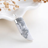 Gemstone Horn Shape Pendants, Silver Electroplated Top, PND4121XX