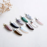 Gemstone Horn Shape Pendants, Silver Electroplated Top, PND4121XX