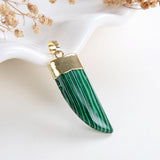 Gemstone Horn Shape Pendants, Gold Electroplated Top, PND4123XX