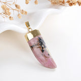 Gemstone Horn Shape Pendants, Gold Electroplated Top, PND4123XX