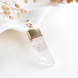 Gemstone Horn Shape Pendants, Gold Electroplated Top, PND4123XX