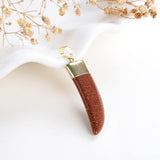 Gemstone Horn Shape Pendants, Gold Electroplated Top, PND4123XX