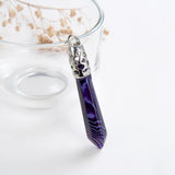 Gemstone Long Crystal Pendants Silver Plated Top Design, PND4136XX
