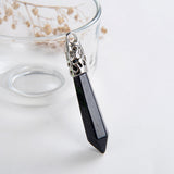 Gemstone Long Crystal Pendants Silver Plated Top Design, PND4136XX