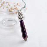 Gemstone Long Crystal Pendants Silver Plated Top Design, PND4136XX