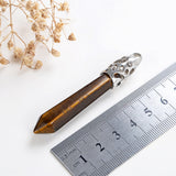 Gemstone Long Crystal Pendants Silver Plated Top Design, PND4136XX