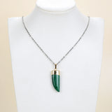 Gemstone Horn Shape Pendants, Gold Electroplated Top, PND4123XX