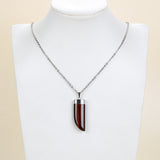 Gemstone Horn Shape Pendants, Silver Electroplated Top, PND4121XX