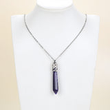 Gemstone Long Crystal Pendants Silver Plated Top Design, PND4136XX