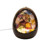 Purple Fluorite and Mixed stone egg shape lamp with a USB cable