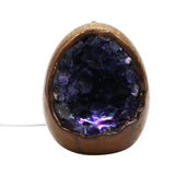 Purple Fluorite and Mixed stone egg shape lamp with a USB cable