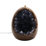 Purple Fluorite and Mixed stone egg shape lamp with a USB cable