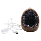 Purple Fluorite and Mixed stone egg shape lamp with a USB cable