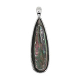 Abalone Paua and black mother of pearl teardrop pendant with gold color metal