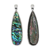 Abalone Paua and black mother of pearl teardrop pendant with gold color metal