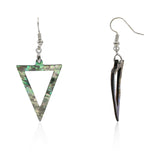 multi shape abalone earring with silver color metal