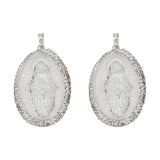 White glass pressed white/black/gold color crystal Virgin Mary pendant